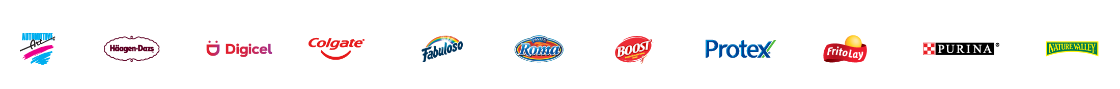 Trademasters is the preferred supplier to many household brands including Automotive Art, Haagen-Dazs, Digicel, Colgate, Fabuloso, Roma, Boost, Protex, FritoLay, Purina and Nature Valley Trademasters is the preferred supplier to many household brands including Automotive Art, Haagen-Dazs, Digicel, Colgate, Fabuloso, Roma, Boost, Protex, FritoLay, Purina and Nature Valley